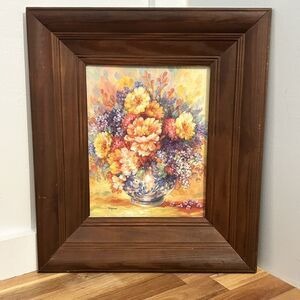 Maureen Tarazon OOAK‎ Signed 1986 Garden Flowers Oil Painting 5x7 Canvas, Framed
